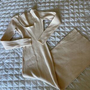 Meshki Cream Ribbed Maxi Dress